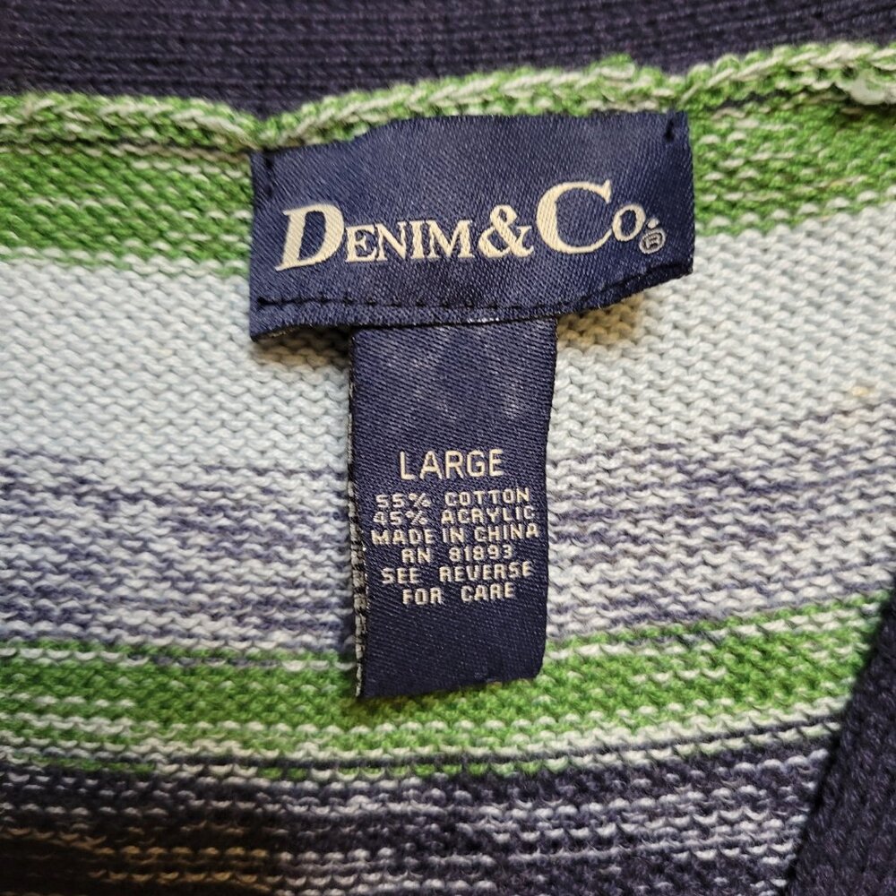 Denim & Co. Blue Meadow Brushstroke Cardigan - Picture 3 of 5